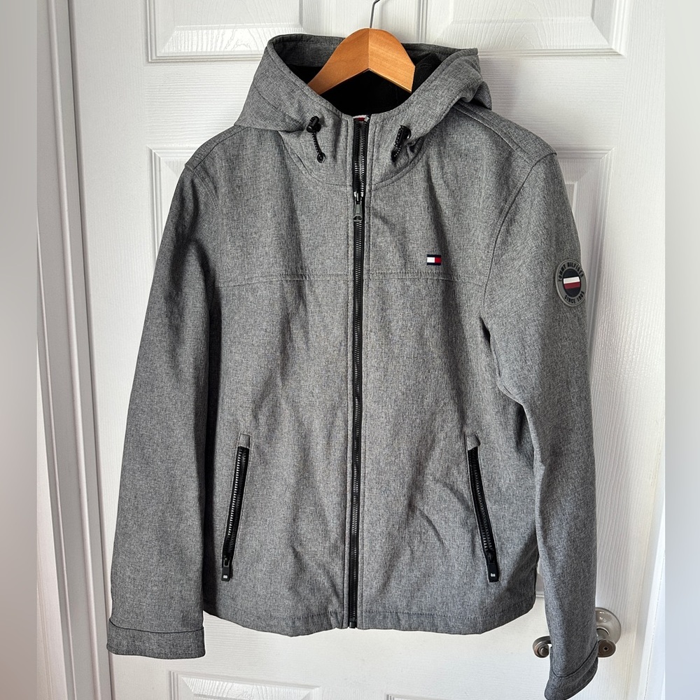 Tommy Hilfiger men's hooded jacket. Light grey, Men’s Size Small
